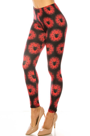 Creamy Soft Black Widow Spider Web Extra Plus Size Leggings - 3X-5X - USA Fashion™
