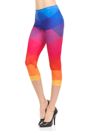 Brushed Graphic Print Spectrum Color Capris