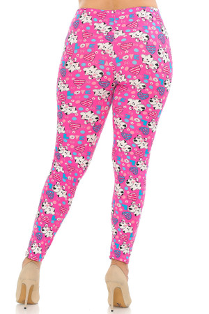 Buttery Smooth Pink Hearts & Puppy Dogs Plus Size Leggings