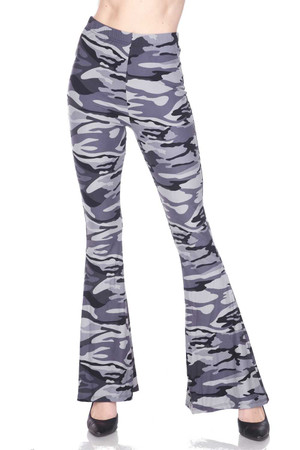 Buttery Soft Charcoal Camouflage Bell Bottom Leggings