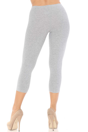 Heather Grey Rear USA Cotton Capri Length Leggings