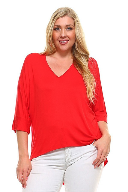 Lucky Brand Multi Color Red 3/4 Sleeve Top Size 3X (Plus) - 65% off