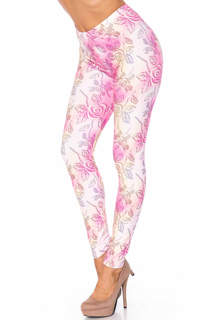 Creamy Soft Pink and Blue Snakeskin Leggings - USA Fashion™