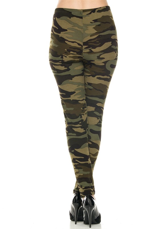 Back side image of Buttery Smooth Plus Size Green Camouflage Leggings