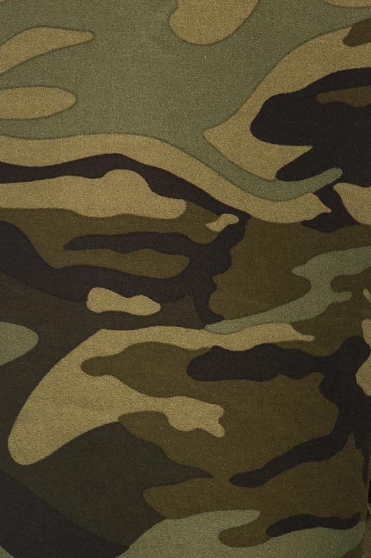 Close up fabric image of Buttery Smooth Plus Size Green Camouflage Leggings