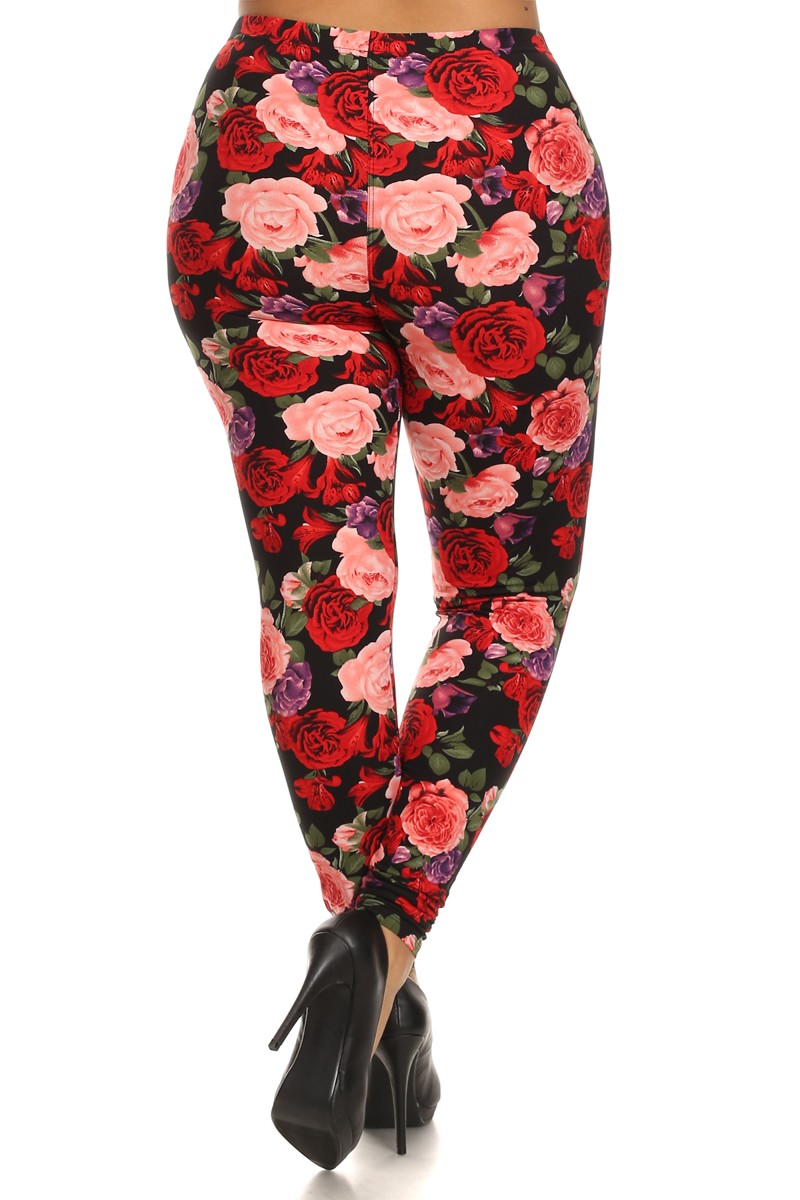 Back side image of Buttery Smooth Vivid Rose Plus Size Leggings