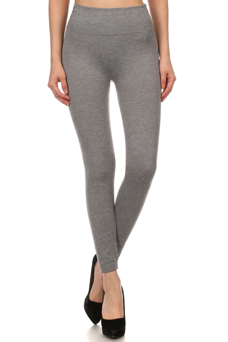 Front image of SL15FL20 - Heathered High Waist Fleece Lined Leggings