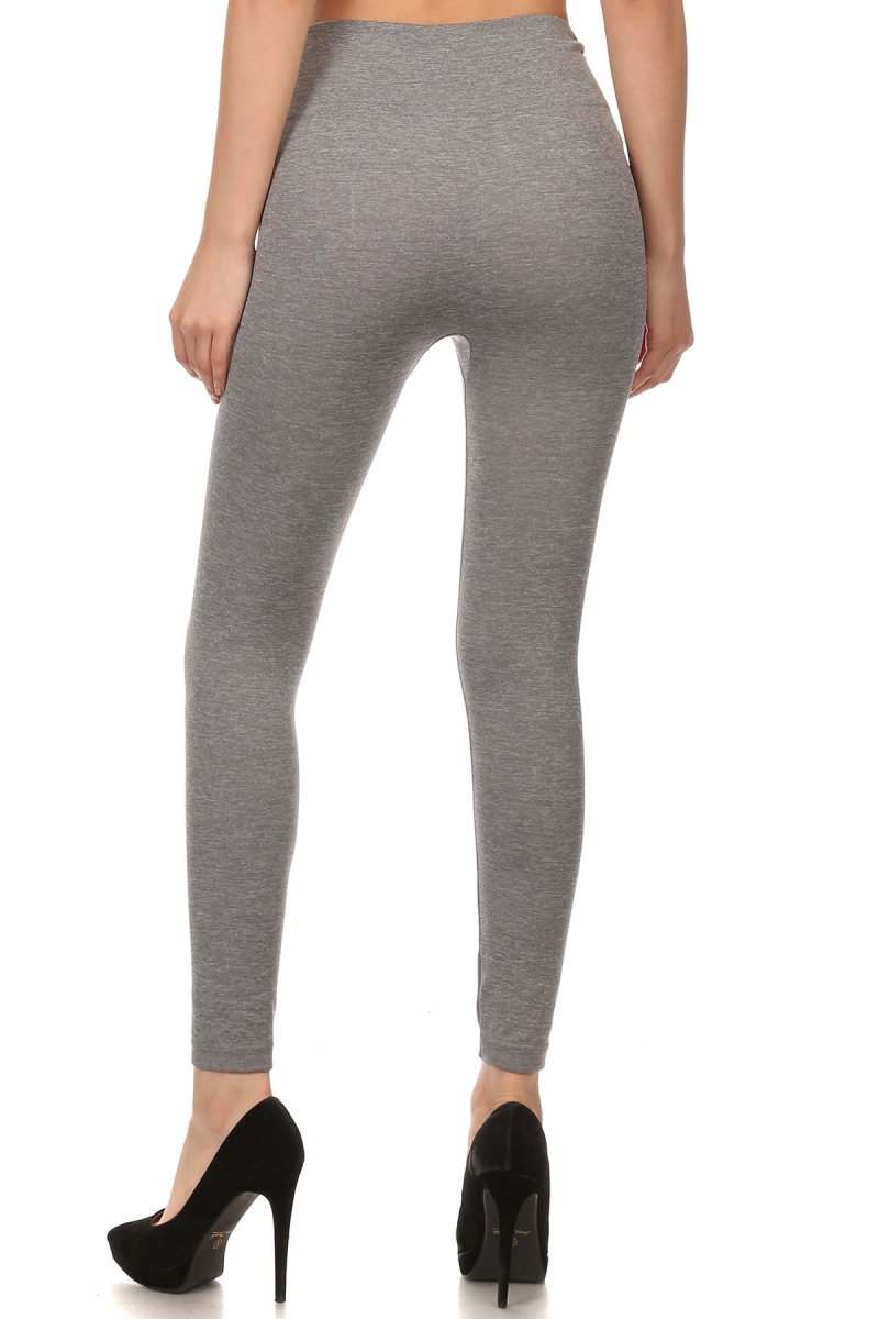 Back image of SL15FL20 - Heathered High Waist Fleece Lined Leggings