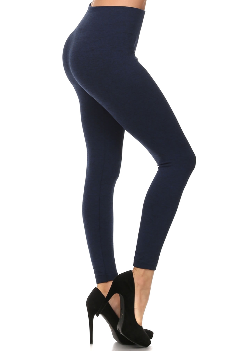Side Image of SL15FL20 - Heathered High Waist Fleece Lined Leggings