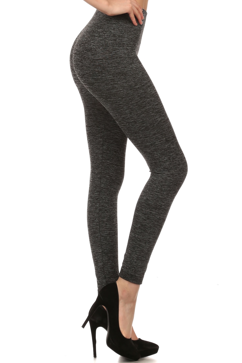 Side Image of SL15FL20 - Heathered High Waist Fleece Lined Leggings