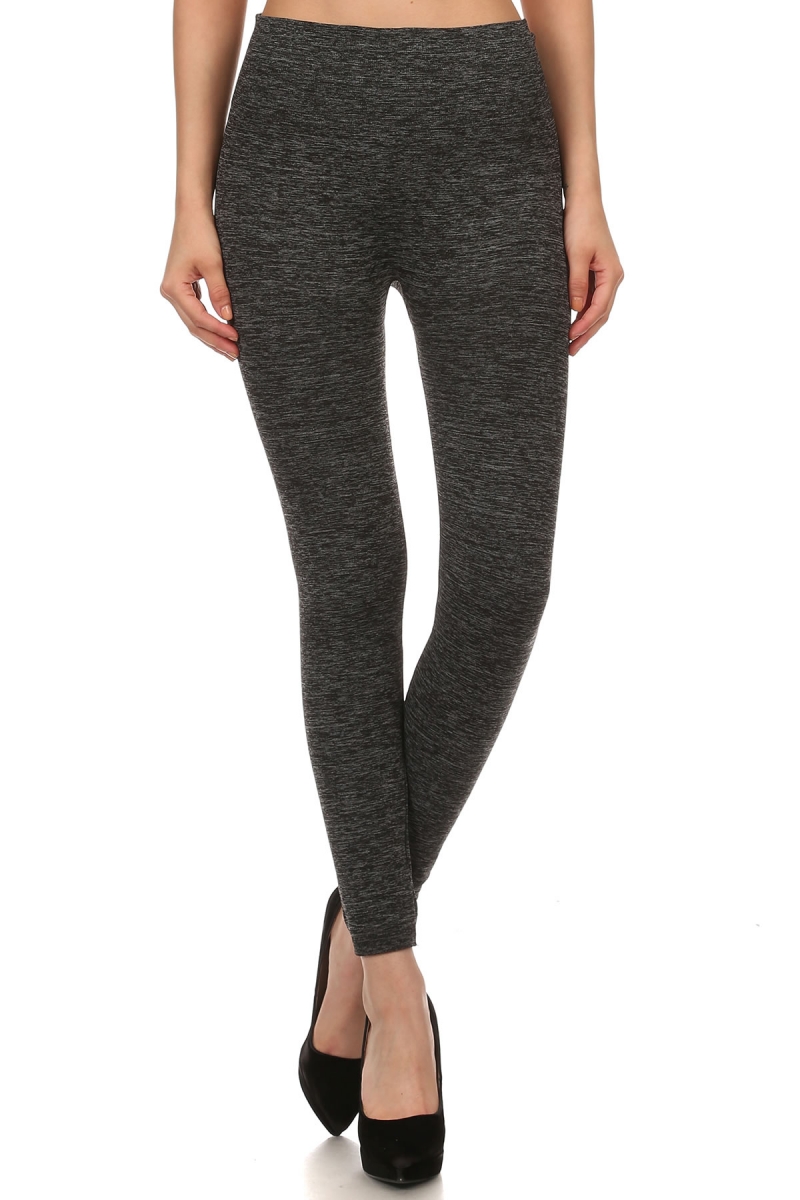 Side Image of SL15FL20 - Heathered High Waist Fleece Lined Leggings