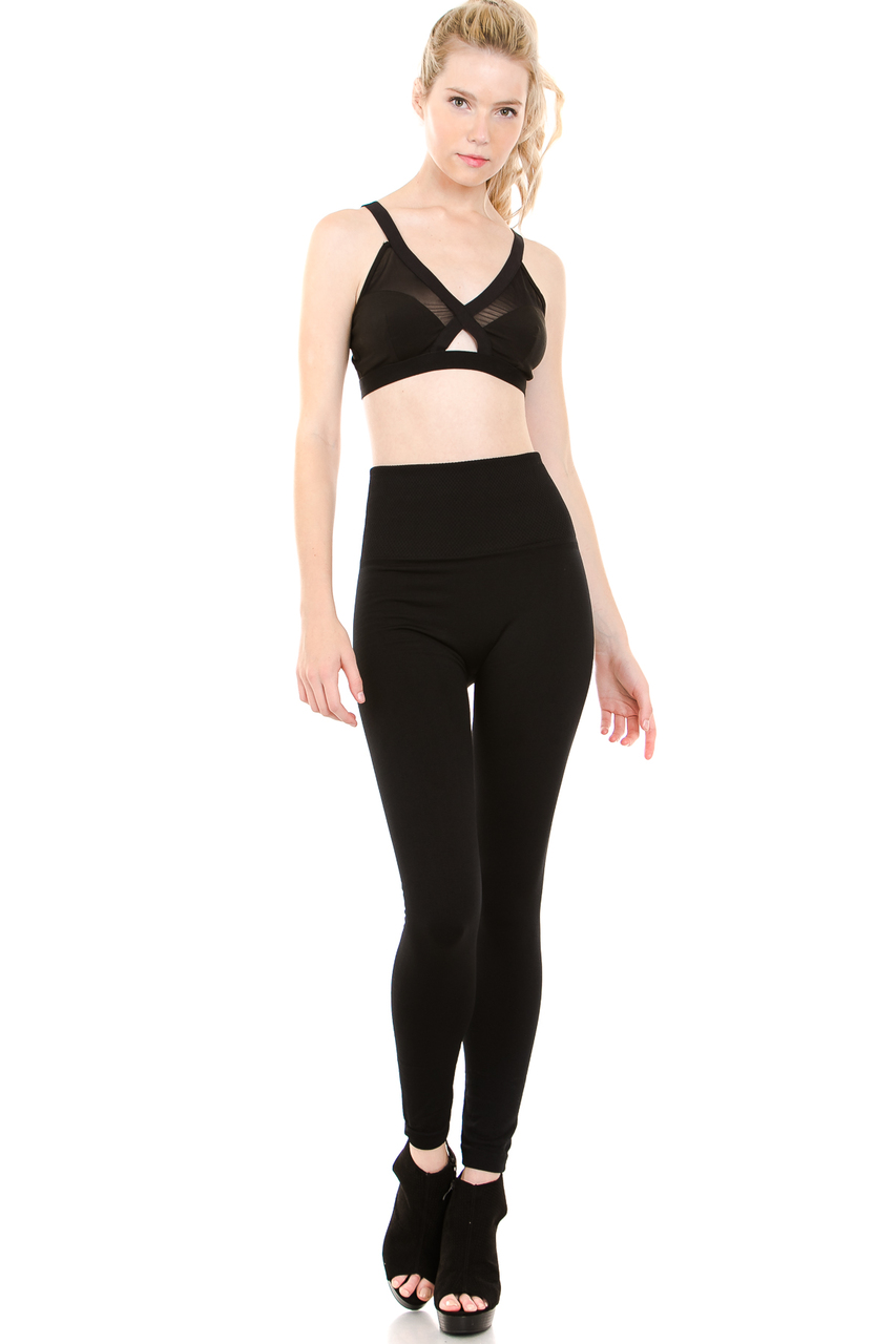Front image of  Banded High Waisted Fleece Lined Leggings
