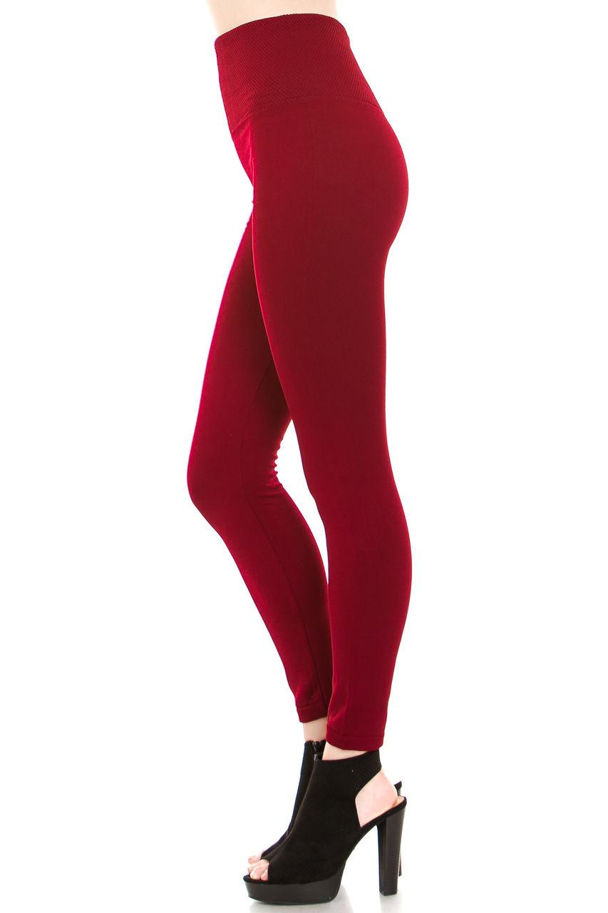 Side Image of Banded High Waisted Fleece Lined Leggings