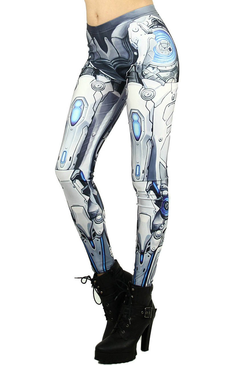 Left side leg image of Graphic Print Cyborg Transformer Leggings