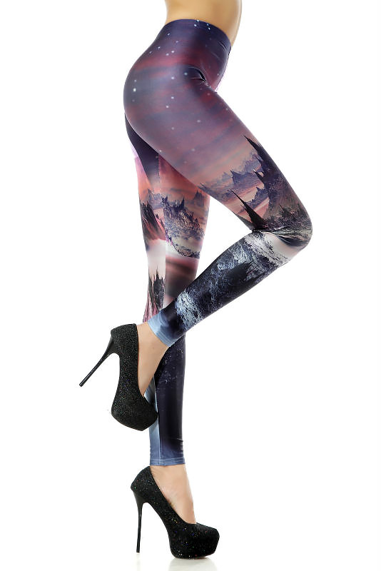 Right Side Image of Premium Graphic New World Horizon Leggings