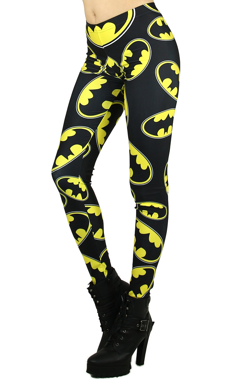 Left Side Image of Premium Graphic Batman Leggings