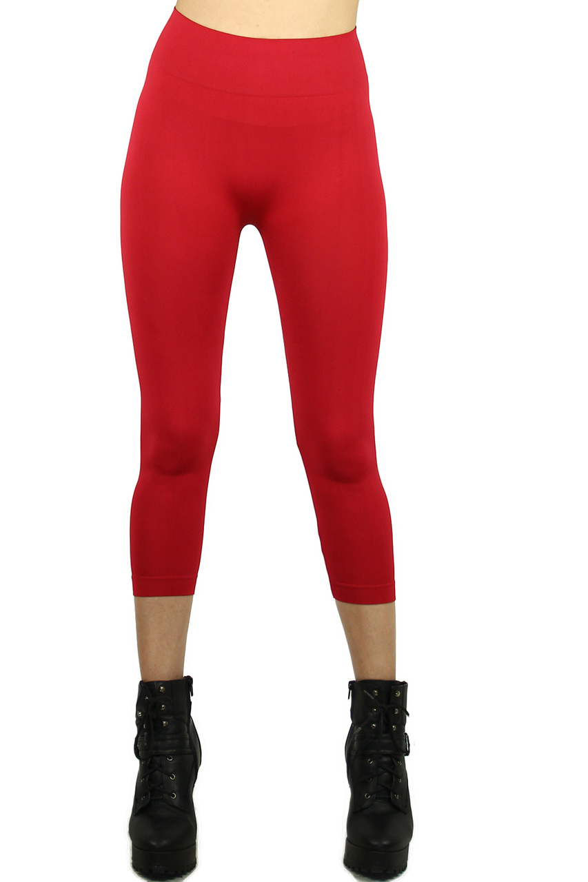 Front side  image of Basic Spandex Capri Leggings