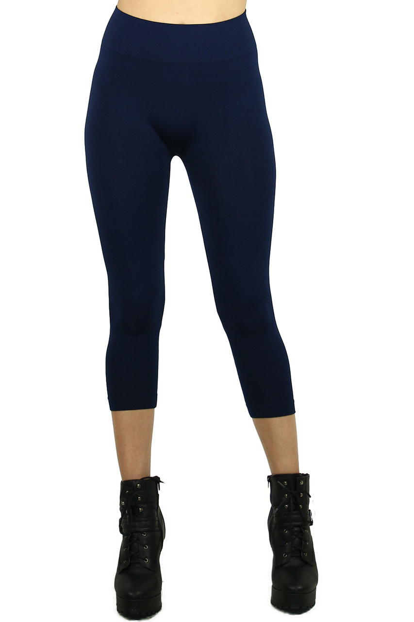 Front side  image of Basic Spandex Capri Leggings