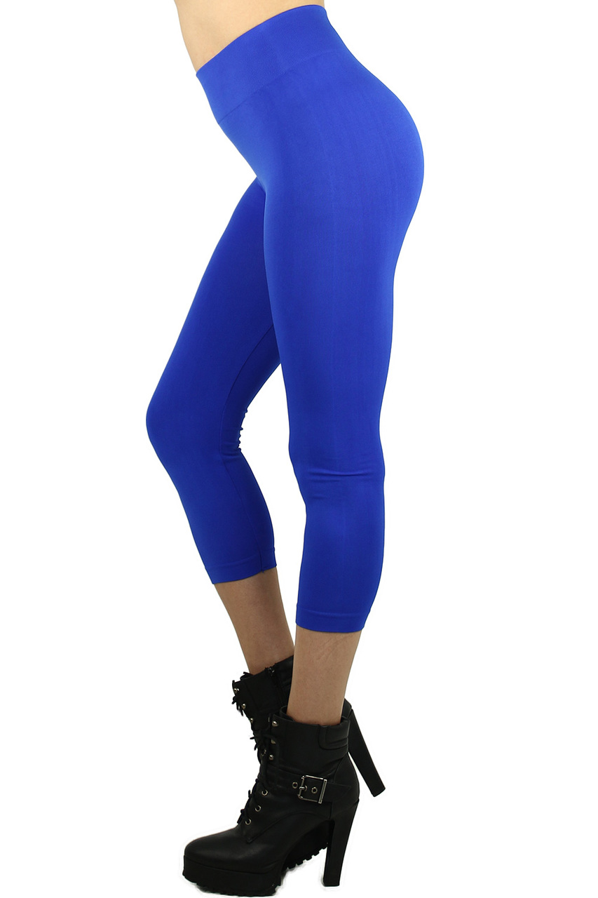 Left Side Image of Basic Spandex Capri Leggings