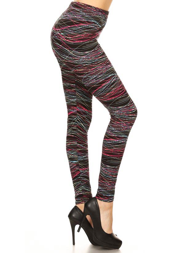 Wholesale Buttery Smooth Plus Size Rainbow Lines Leggings - 3X-5X