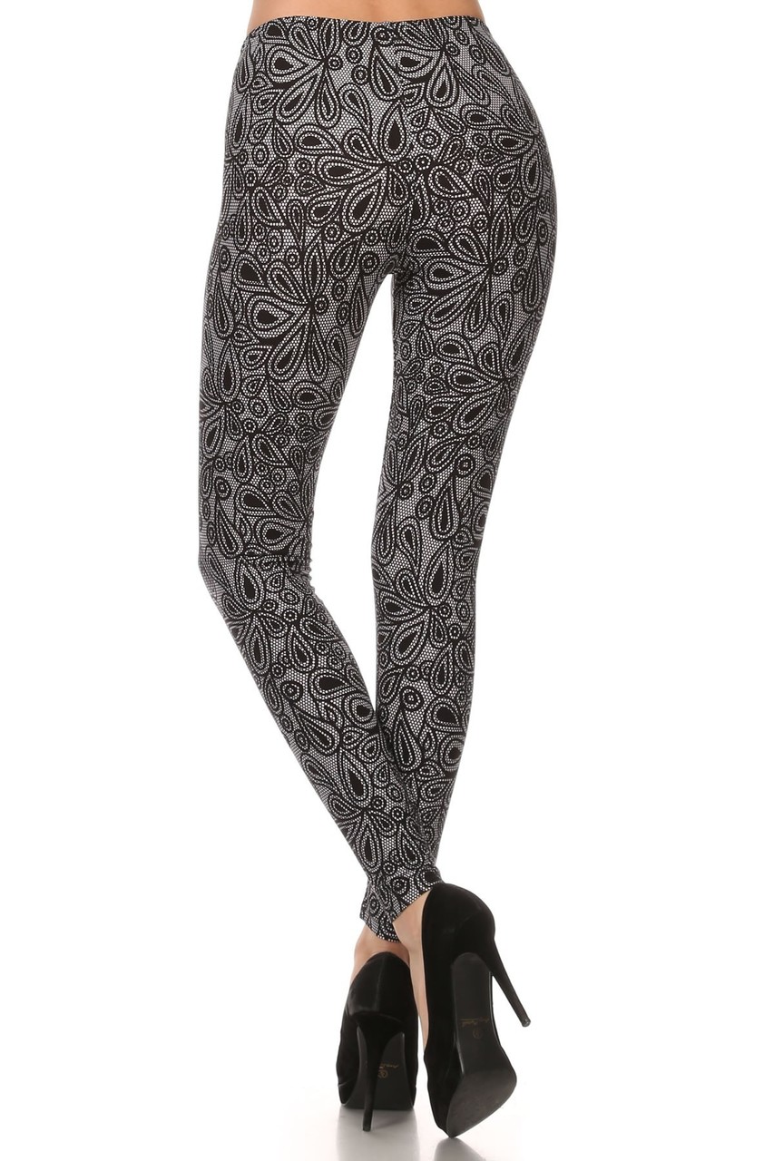 Buttery Smooth Plus Size Netted Petal Leggings - 3X-5X