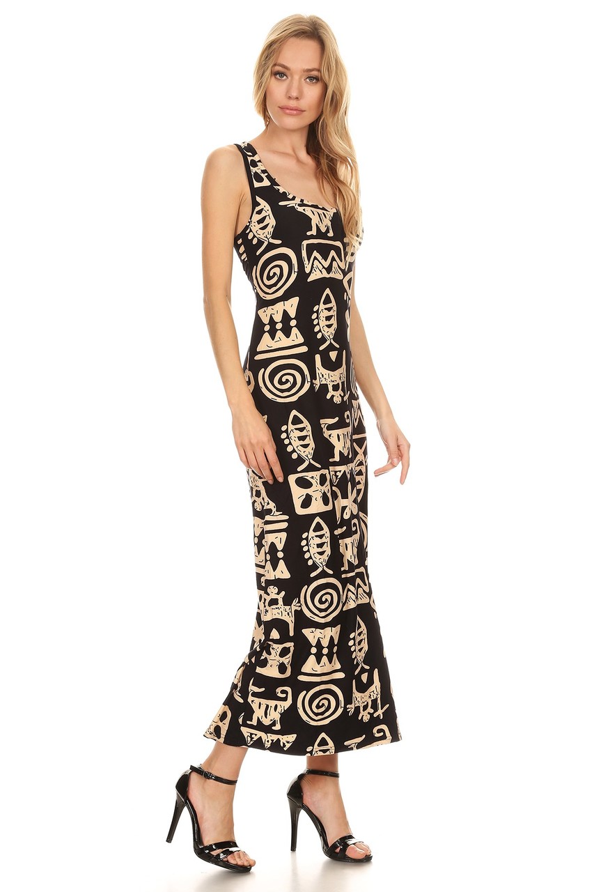 Buttery Soft Elegant Tribal Symbols Maxi Dress