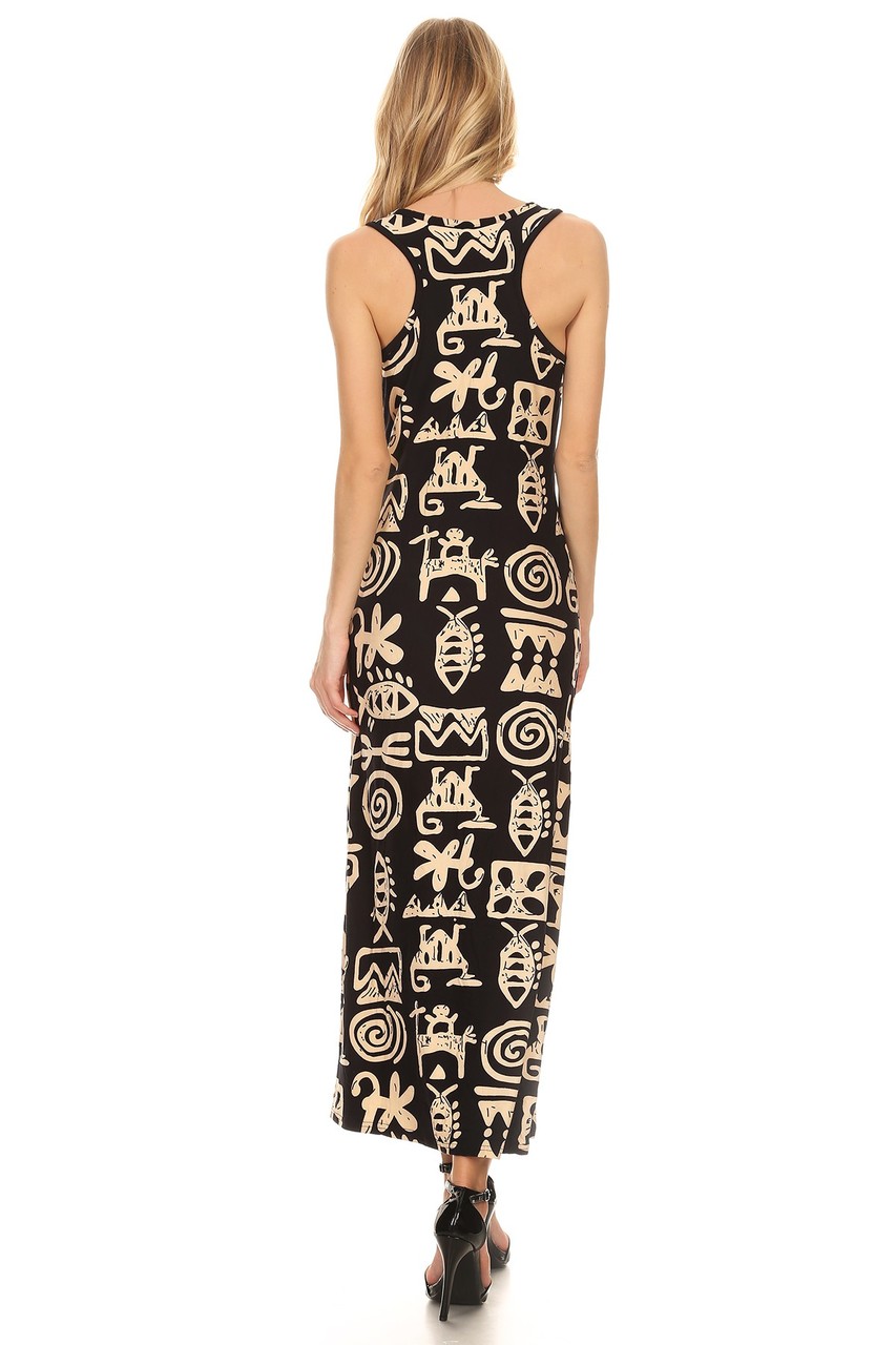 Buttery Soft Elegant Tribal Symbols Maxi Dress