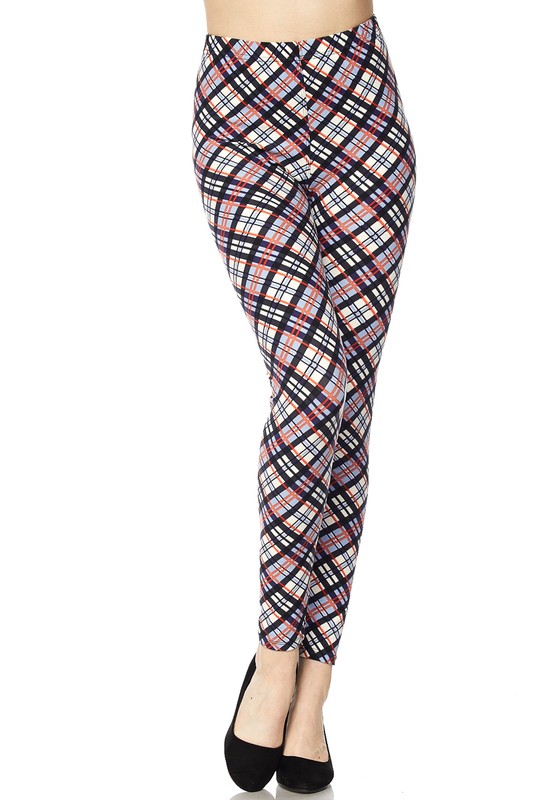 Wholesale Buttery Smooth Swirling Plaid Leggings