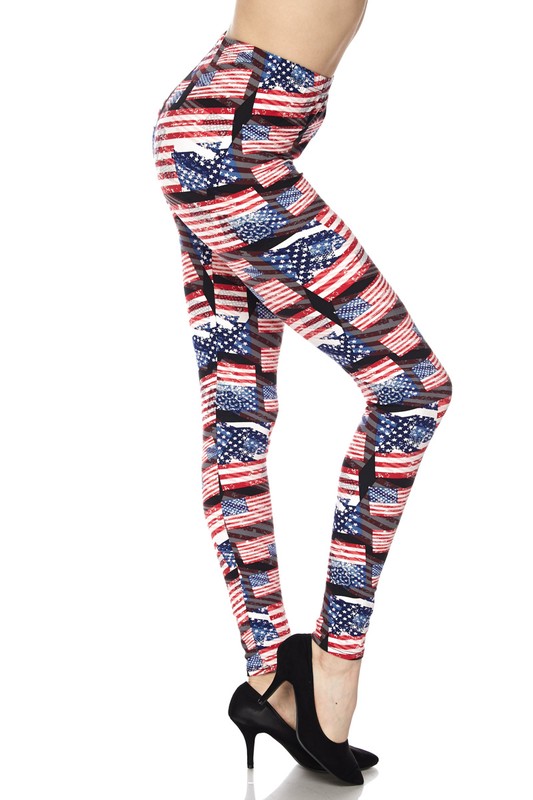 Buttery Smooth 3D Hologram USA Flag Leggings