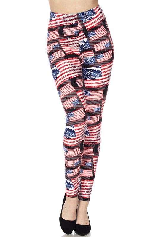 Buttery Smooth 3D Hologram USA Flag Leggings