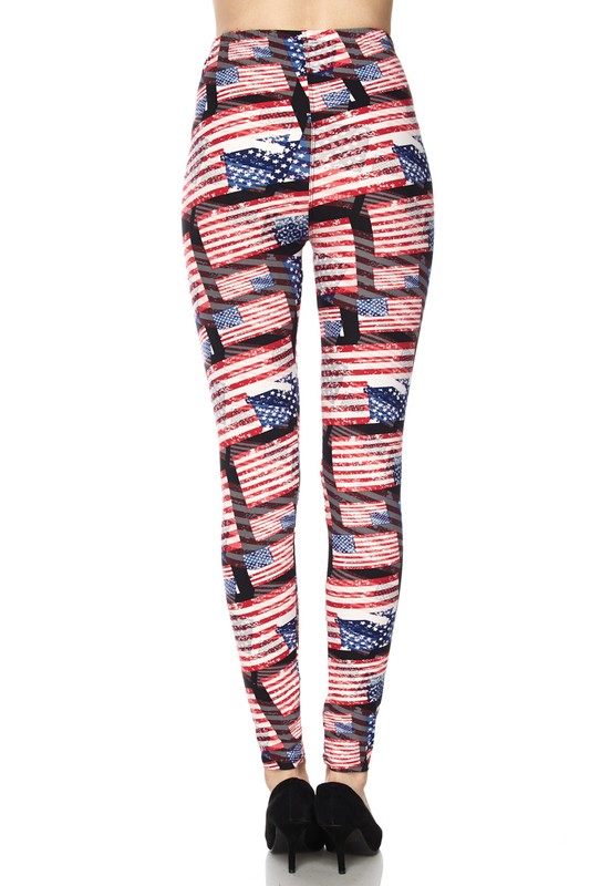 Buttery Smooth 3D Hologram USA Flag Leggings