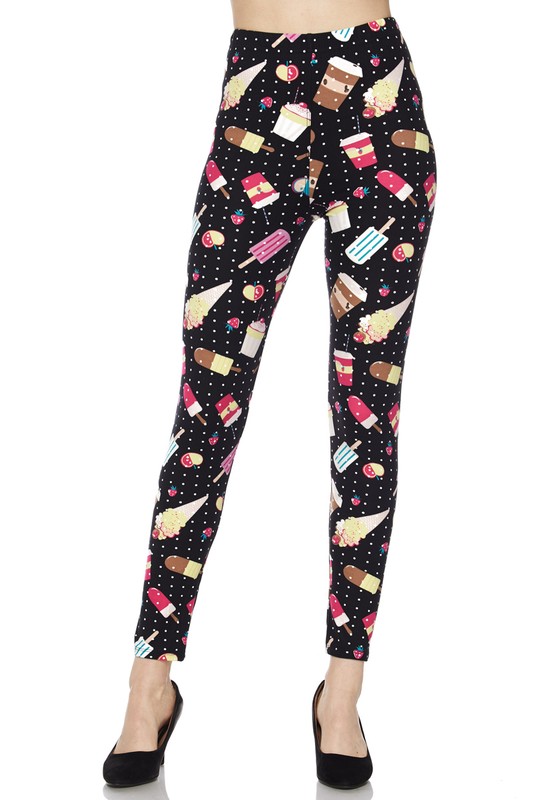Wholesale Buttery Smooth Summer Treats Leggings - White Mini Dots