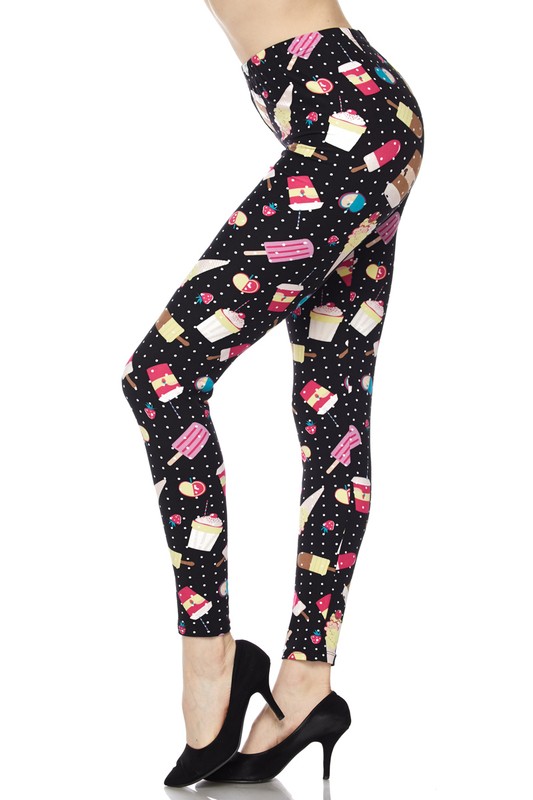 Buttery Smooth Summer Treats Leggings - White Mini Dots