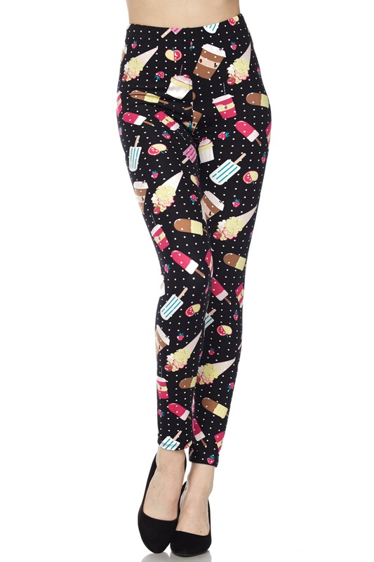Buttery Smooth Summer Treats Leggings - White Mini Dots
