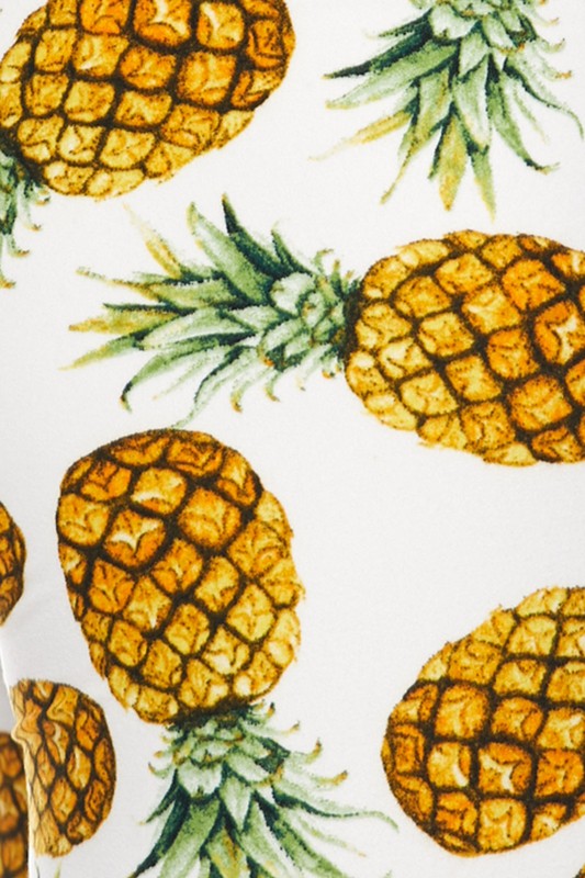 Buttery Smooth High Waisted Ivory Pineapple Plus Size Leggings