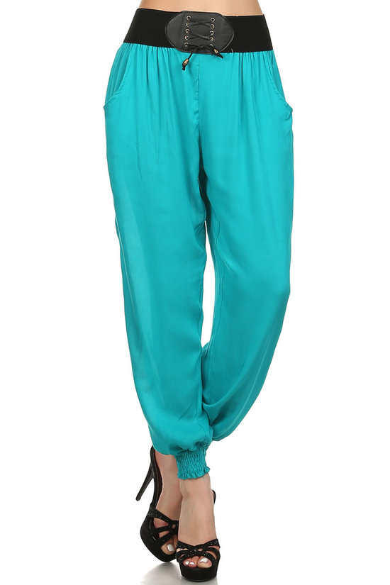 Easy Casual Belted Harem Loose Fit Leggings