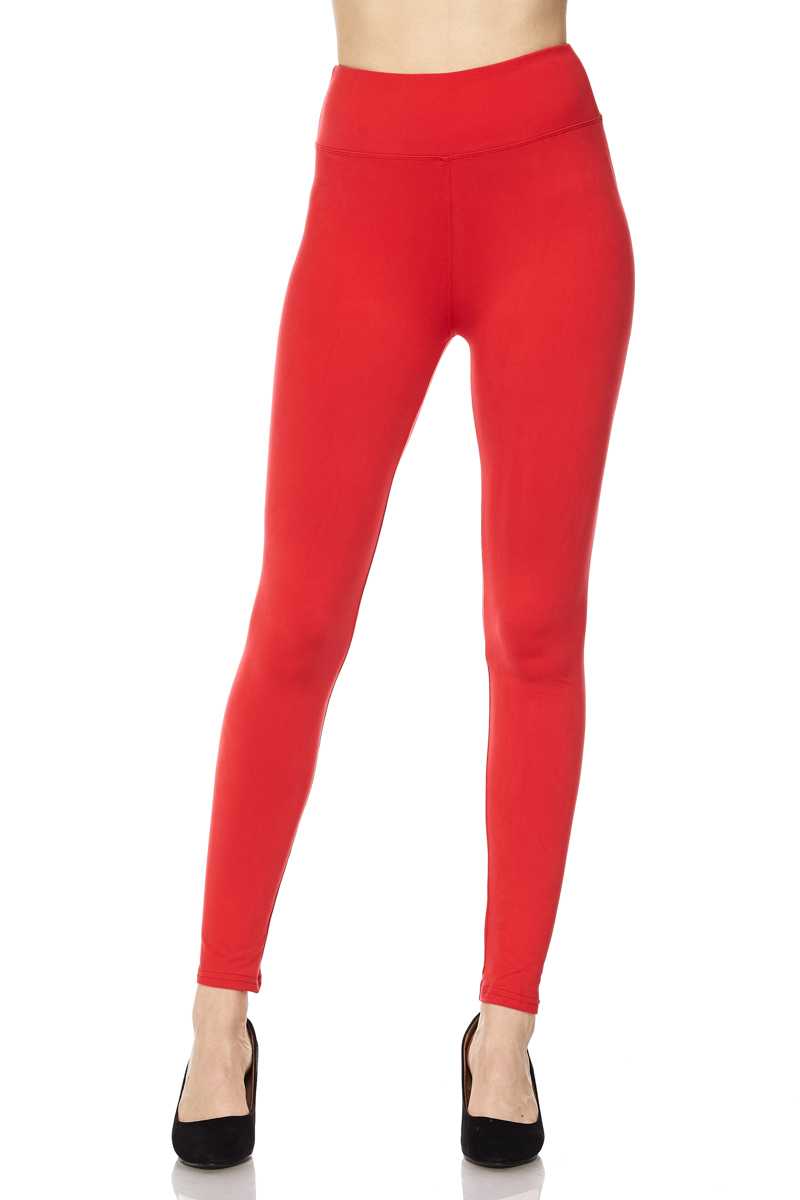 Buttery Smooth Basic Solid High Waisted Plus Size Leggings - 3 Inch Band
