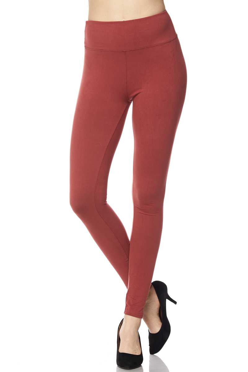 Buttery Smooth High Waisted Plus Size Basic Solid Leggings - 3 Inch Band