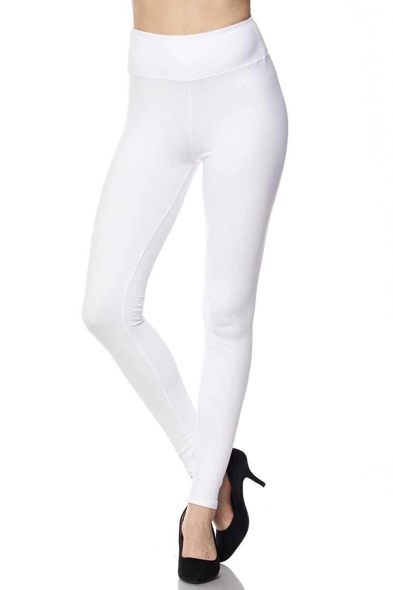 Buttery Smooth High Waisted Plus Size Basic Solid Leggings - 3 Inch Band