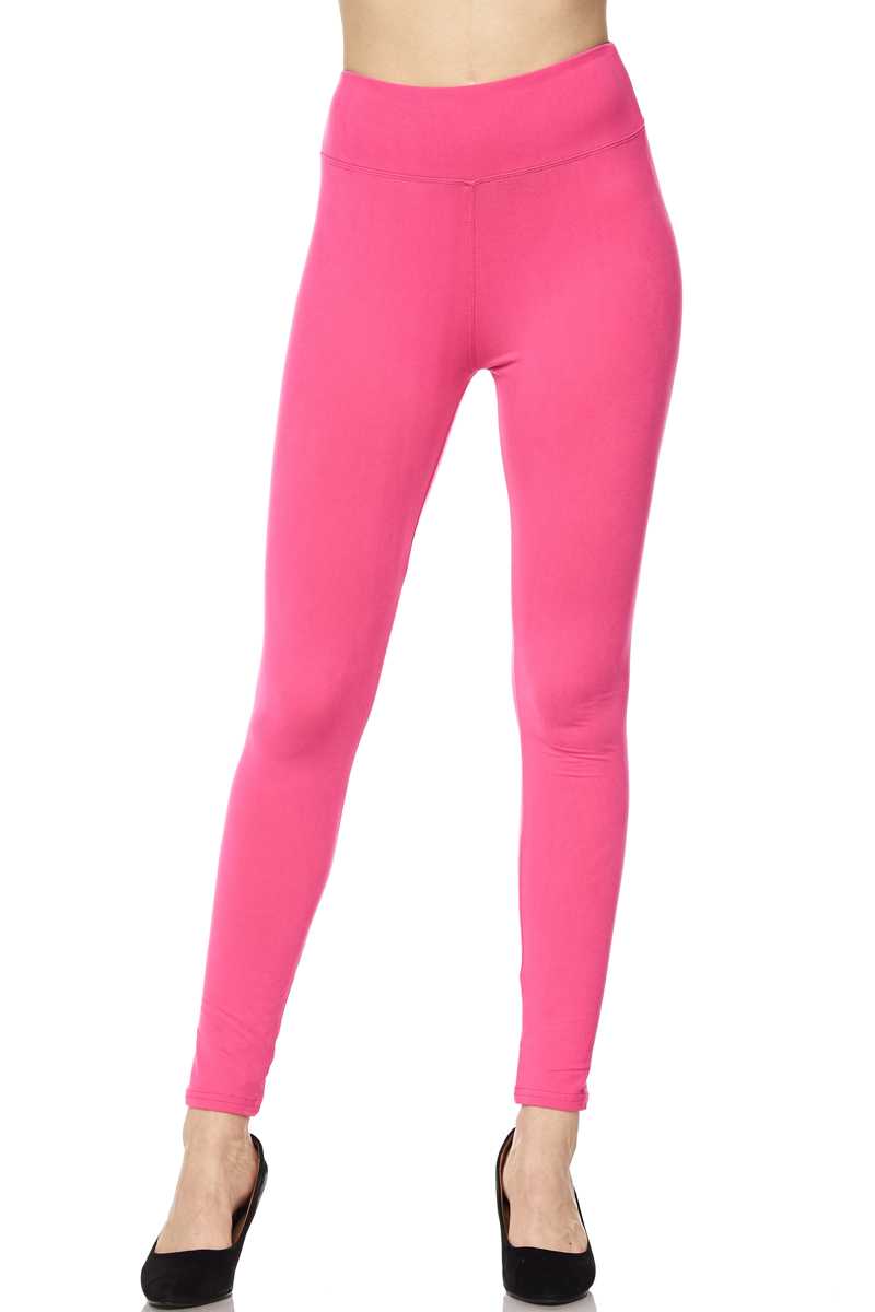 Buttery Smooth High Waisted Plus Size Basic Solid Leggings - 3 Inch Band