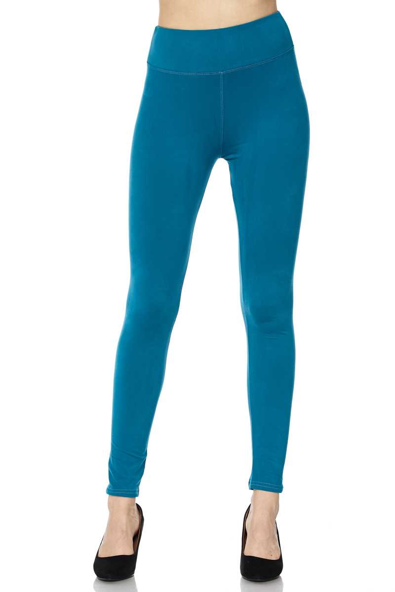 Buttery Smooth High Waisted Plus Size Basic Solid Leggings - 3 Inch Band