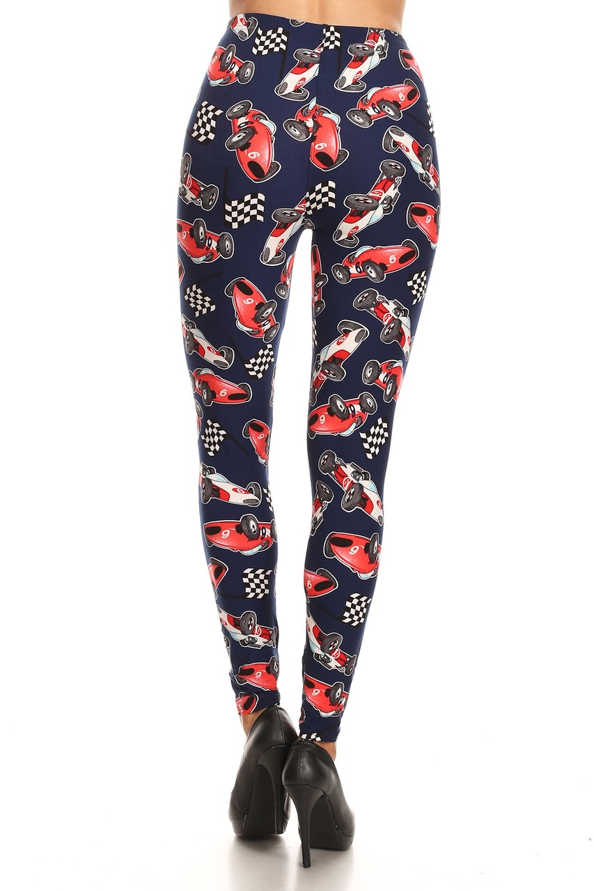 Buttery Smooth Retro Race Car Extra Plus Size Leggings - 3X-5X
