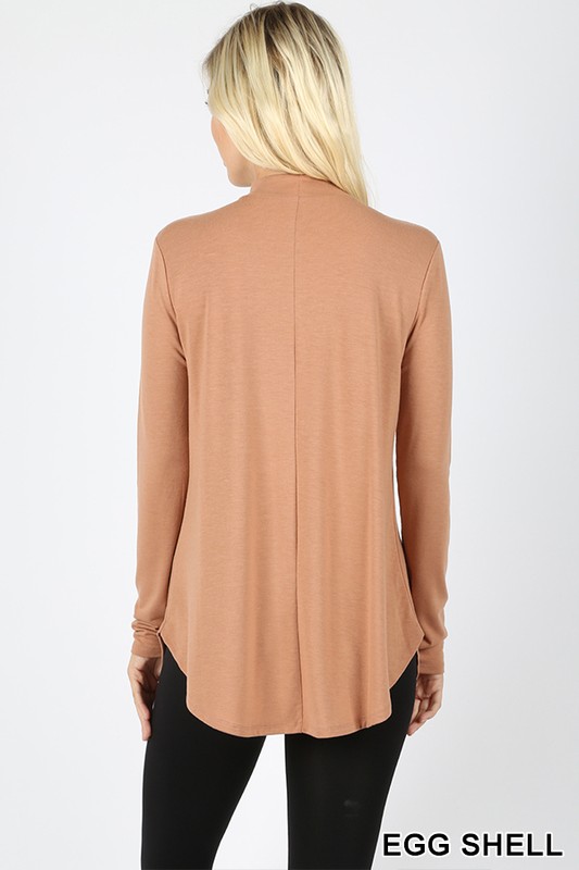Premium Long Sleeve Mock Neck Round Hem Top