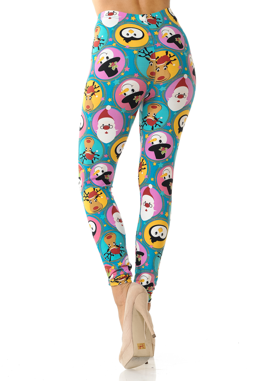 Buttery Soft Cute Christmas Faces Plus Size Leggings