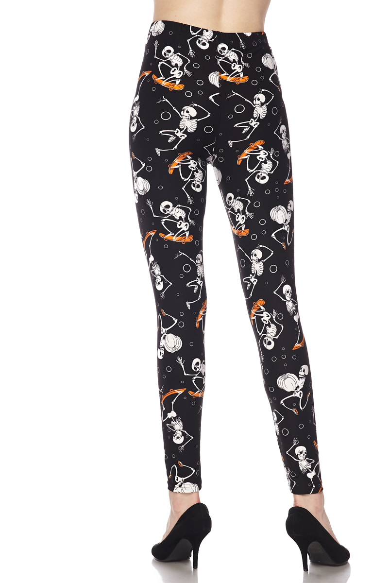 Buttery Smooth Skateboarding Skeletons Extra Plus Size Leggings - 3X-5X
