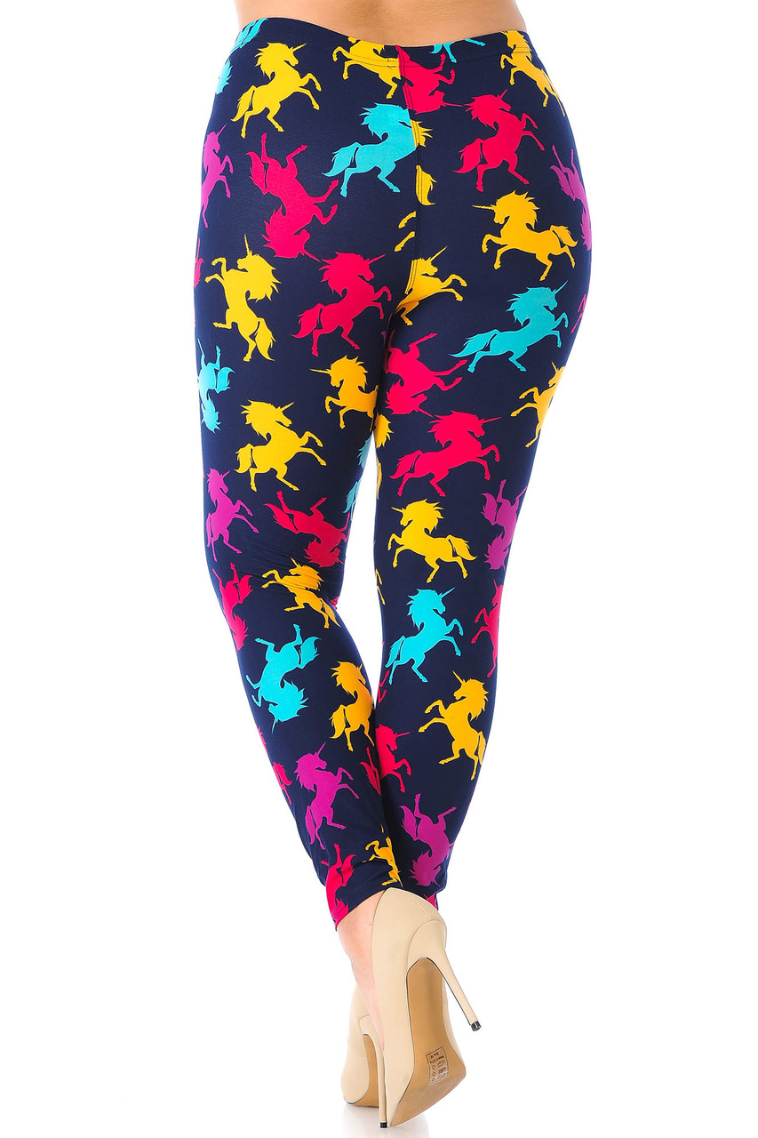 Buttery Smooth Colorful Unicorns Extra Plus Size Leggings - 3X-5X