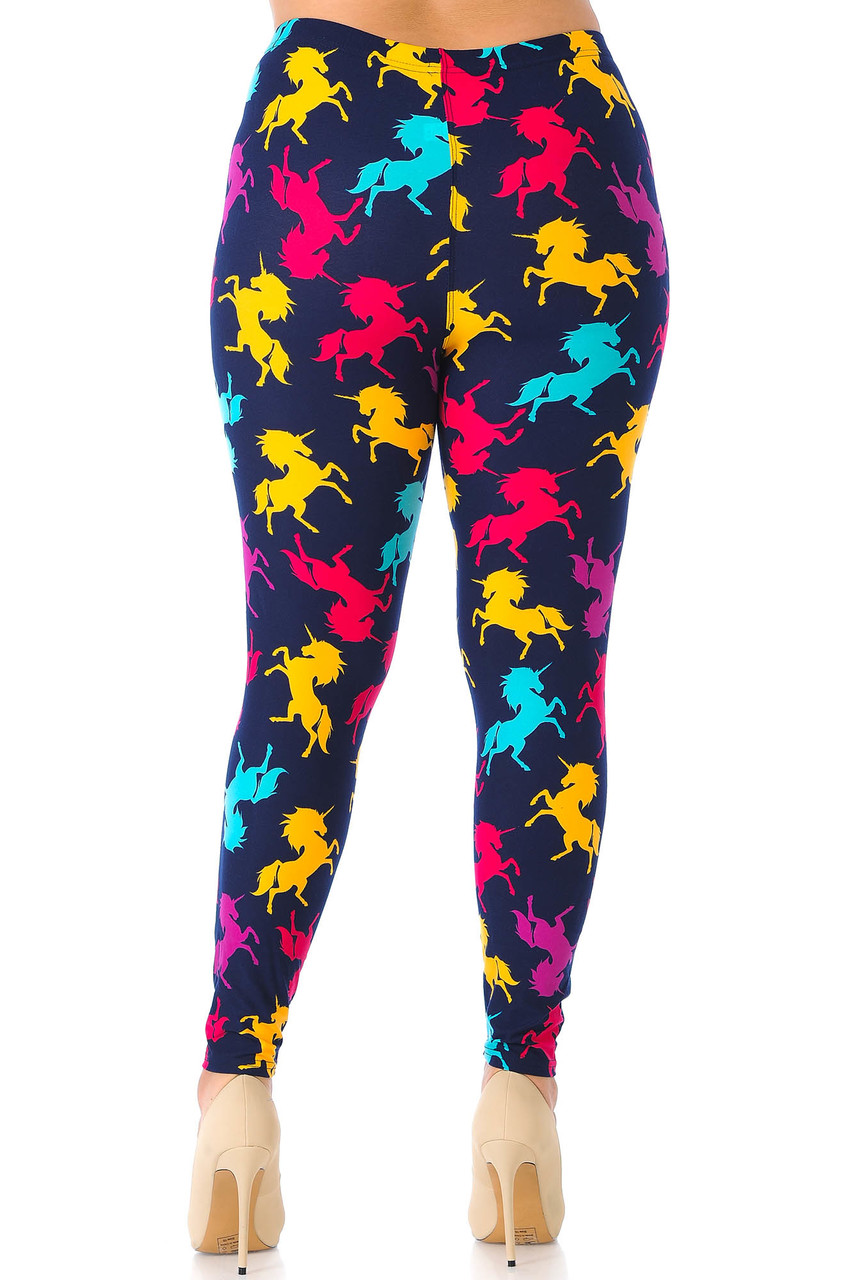 Buttery Smooth Colorful Unicorns Extra Plus Size Leggings - 3X-5X