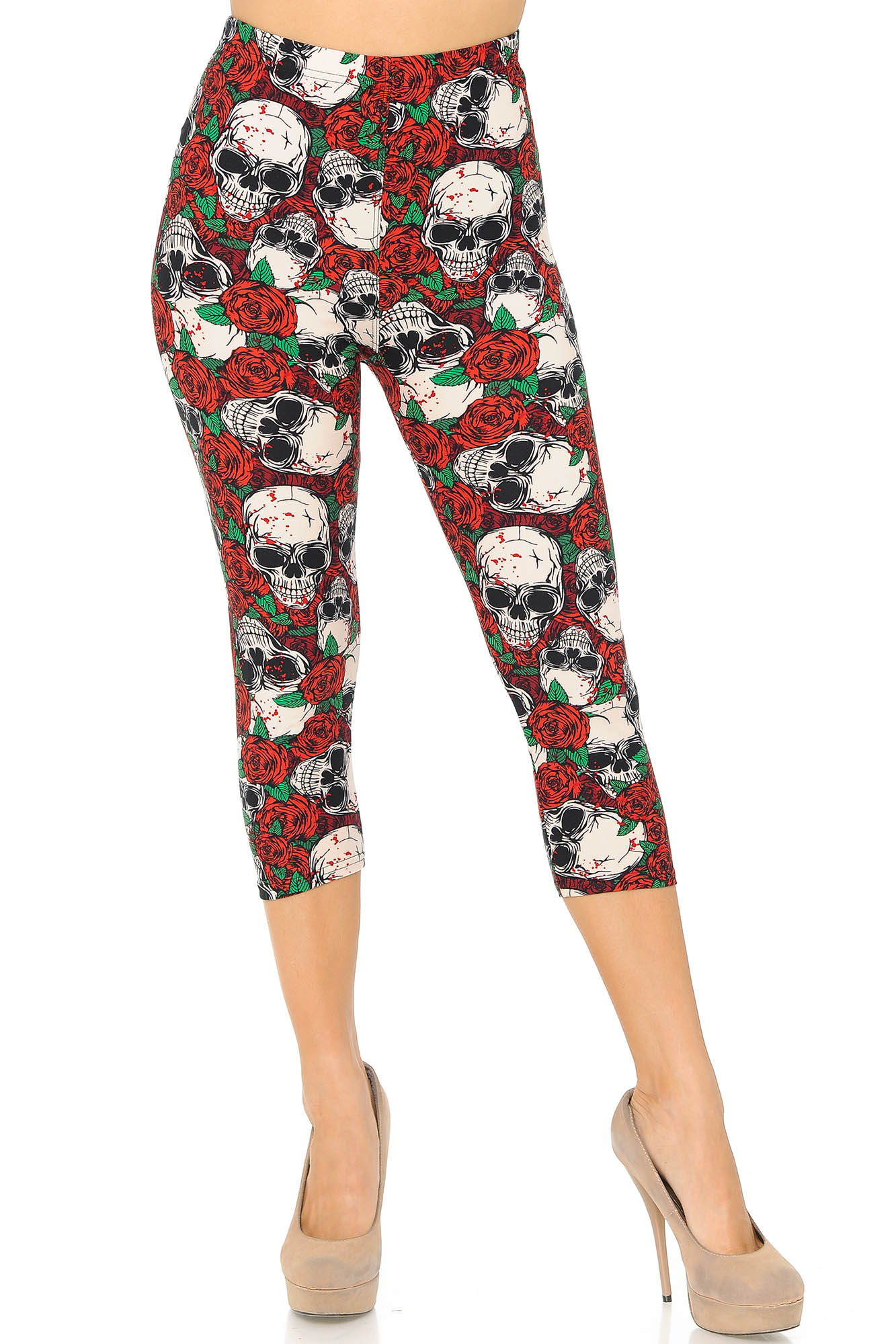 Buttery Smooth Pink Petal Sugar Skull Capris