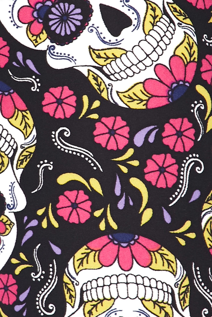 Buttery Smooth Pink Petal Sugar Skull Plus Size Capris