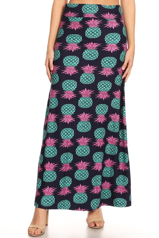 Buttery Soft Teal Pineapple Maxi Skirt